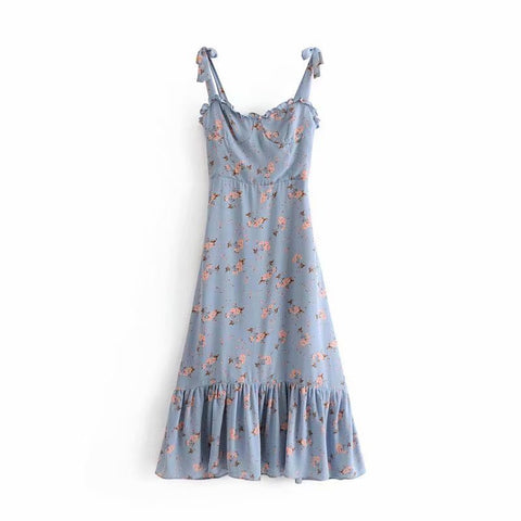 Blue Prairie Floral Dress