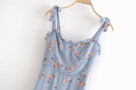 Blue Prairie Floral Dress