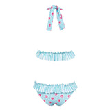 Blue Floral Ruffles Bikini