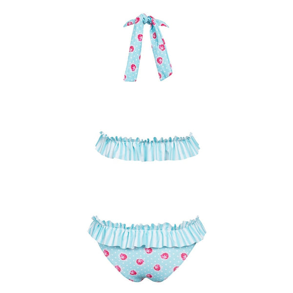 Blue Floral Ruffles Bikini