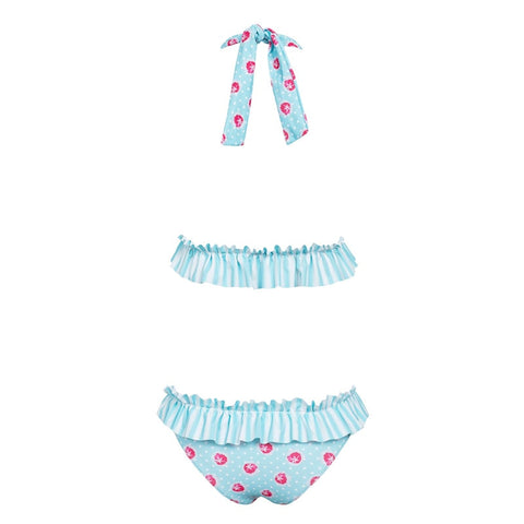 Blue Floral Ruffles Bikini