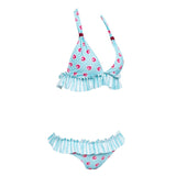 Blue Floral Ruffles Bikini