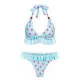 Blue Floral Ruffles Bikini