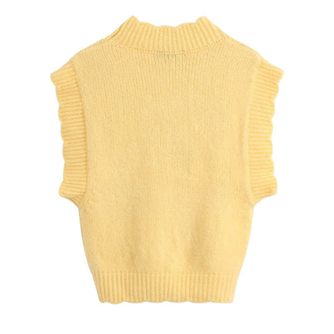 Floral Embroidery Knitted Vest