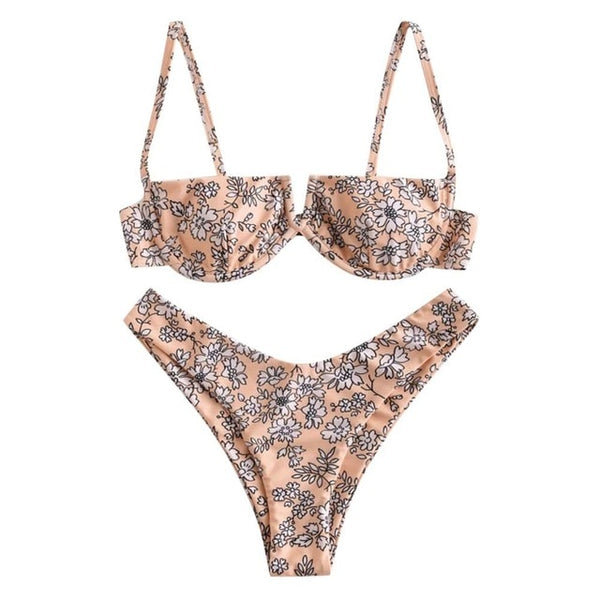 Coral Floral Bikini