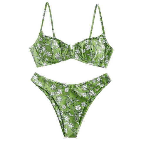 Green Floral Bikini