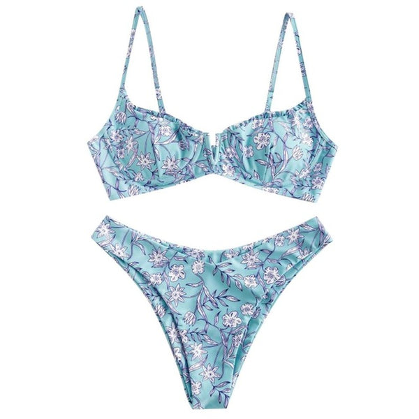 Teal Floral Bikini