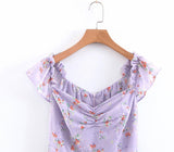 Lavender Floral Chiffon Dress