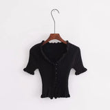 Knitted Short Ruffles Top