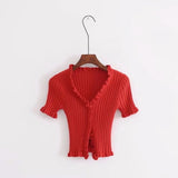 Knitted Short Ruffles Top