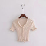 Knitted Short Ruffles Top