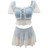 Light Blue Ruffle Suit