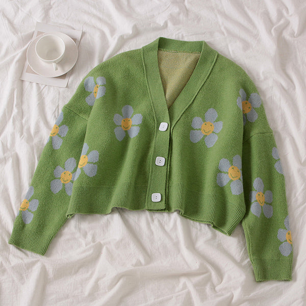 Flower Knit Cardigan Top