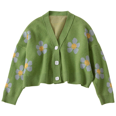 Flower Knit Cardigan Top