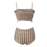 Two Pieces Plaid Bandeau Bikini