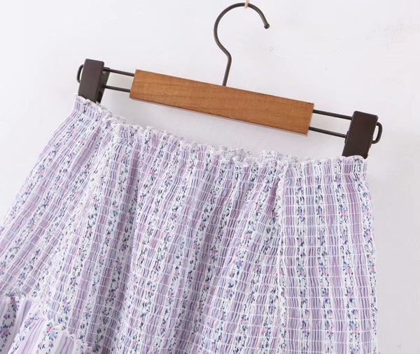 Lace Trim Floral Print Skirt